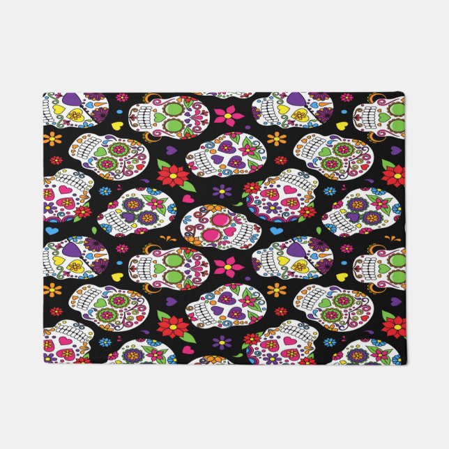 砂糖のスカルの恐く、血も凍るような脅かすこと ドアマット (正面)