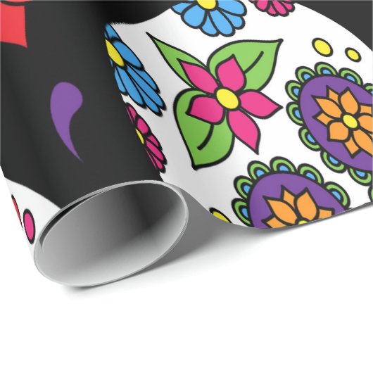 砂糖のスカルの恐く、血も凍るような脅かすこと ラッピングペーパー (ロールコーナー)