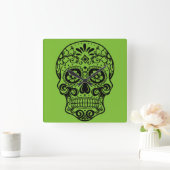 砂糖のスカルの時計 スクエア壁時計 (ホーム)