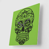 砂糖のスカルの時計 スクエア壁時計 (傾斜)