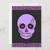 砂糖のスカルの紫色および黒い誕生日の招待 招待状 (裏面)