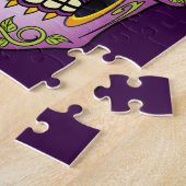 砂糖のスカルの紫色の花柄 ジグソーパズル (側面)