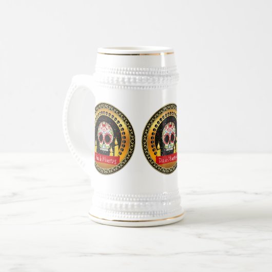 砂糖のスカルの血も凍るような威圧的および恐い ビールジョッキ (正面左)