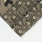 砂糖のスカルの黒および金ゴールド フリースブランケット (角)