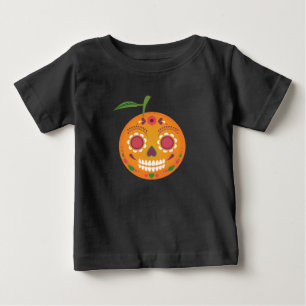 砂糖のスカルの黒の幼児のTシャツ ベビーTシャツ