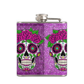 砂糖のスカルグリッターの背景死の日 フラスク (裏面)