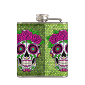 砂糖のスカルグリッターの背景死の日 フラスク (裏面)