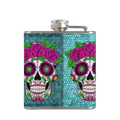 砂糖のスカルグリッターの背景死の日 フラスク (裏面)