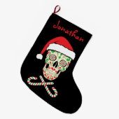 砂糖のスカルサンタ ラージクリスマスストッキング (正面 (吊り時))