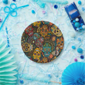 砂糖のスカルハロウィン7"パーティーのプレート ペーパープレート (パーティー)