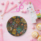 砂糖のスカルハロウィン7"パーティーのプレート ペーパープレート (パーティー)