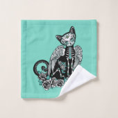 砂糖のスカル猫 バスタオルセット (ウォッシュタオル)