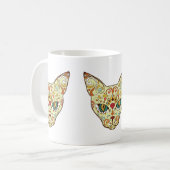 砂糖のスカル猫-入れ墨のデザイン コーヒーマグカップ (正面左)