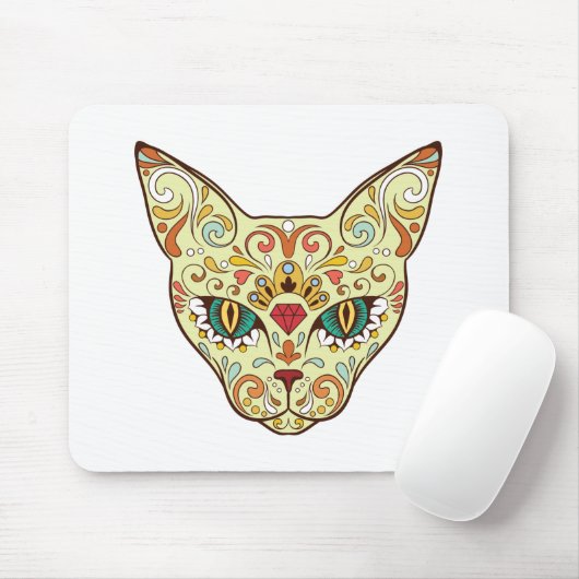 砂糖のスカル猫-入れ墨のデザイン マウスパッド (マウス)