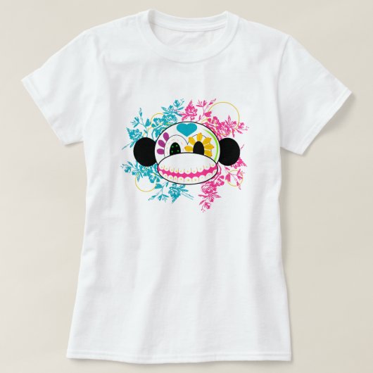砂糖のスカル猿のティー Tシャツ (デザイン正面)