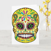 砂糖のスカル カード (黄色い花)