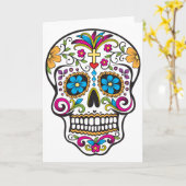 砂糖のスカル カード (黄色い花)