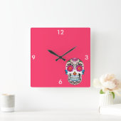 砂糖のスカル-入れ墨の芸術 スクエア壁時計 (ホーム)