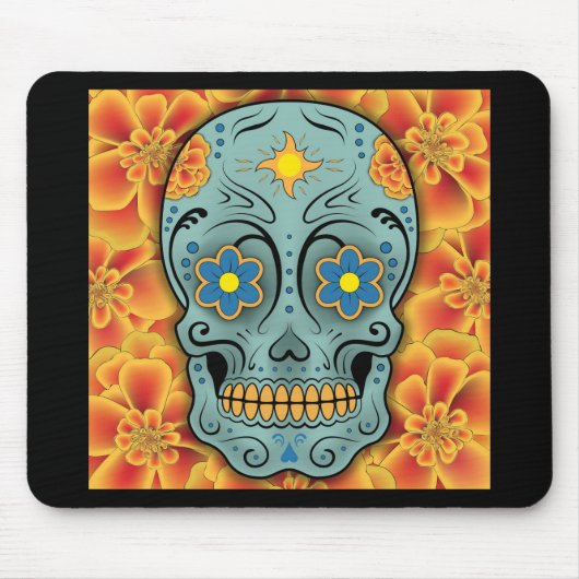 砂糖のスカル-死んだのの日(マリーゴールド) マウスパッド (正面)