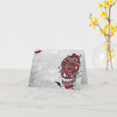 砂糖のスカルBalckおよび赤いメッセージカード カード (黄色い花)