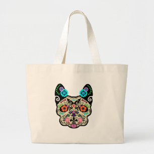 砂糖のスカルFrenchie ラージトートバッグ