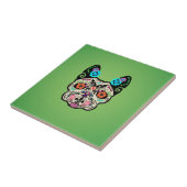 砂糖のスカルFrenchie -緑 タイル (側面)