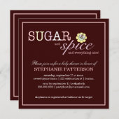 砂糖は及びそれにです女の子のベビーシャワーの招待状味を付けます 招待状 (正面/裏面)