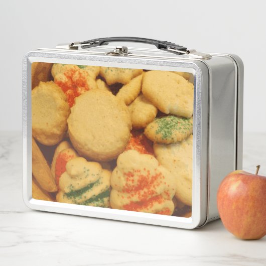 砂糖をまぶすクリスマスクッキー メタルランチボックス (インサイチュ)