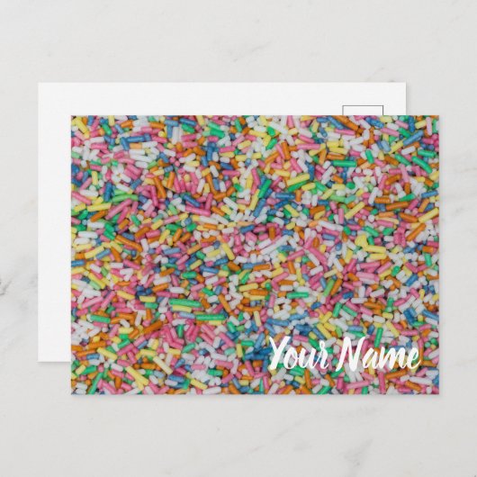 砂糖を振りかけるカラフルの背景ギフト シーズンポストカード (正面/裏面)