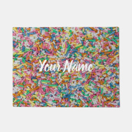 砂糖を振りかけるカラフルの背景ギフト ドアマット