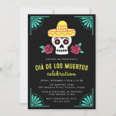砂糖カラフルスカルの日の死んだパーティー 招待状 (正面)