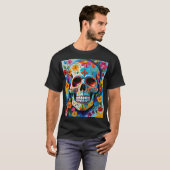 砂糖カラフルスカルフラワーアートシャツ Tシャツ (正面フル)