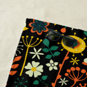 砂糖カラフルスカルレトロ花背景 ビーチタオル (インサイチュ)