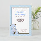 砂糖クッキー ブルー クマ 5x7 誕生日 招待状 (スタンド正面)