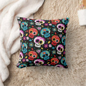 砂糖スカルとデイジー クッション (ブランケット)