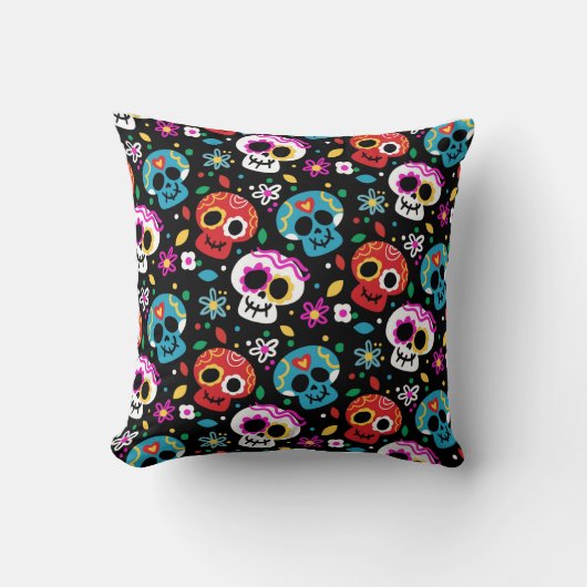 砂糖スカルとデイジー クッション (正面)