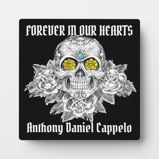 砂糖スカルとバラメモリアル フォトプラーク (正面)