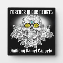 砂糖スカルとバラ記念額 フォトプラーク