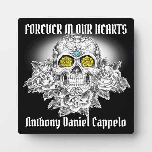 砂糖スカルとバラ記念額 フォトプラーク (正面)