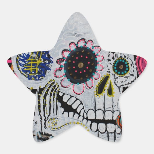 砂糖スカルとバラ 星シール (正面)