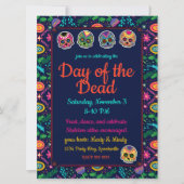 砂糖スカルとフラワーズディアスデロスムエルトス 招待状 (正面)