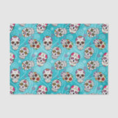 砂糖スカルと渦巻きターコイズブルーD725 薄葉紙 (正面)