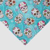 砂糖スカルと渦巻きターコイズブルーD725 薄葉紙 (詳細)