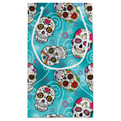 砂糖スカルと渦巻きターコイズID725 スモールペーパーバッグ (裏面)