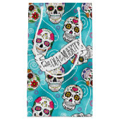 砂糖スカルと渦巻きターコイズID725 スモールペーパーバッグ (正面)