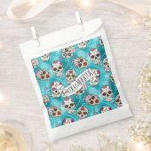 砂糖スカルと渦巻きターコイズID725 フェイバーバッグ (クリップ留めされた状態)