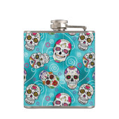 砂糖スカルと渦巻きターコイズID725 フラスク (裏面)