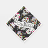 砂糖スカルと渦巻きバラブラックID725 スタンダードランチョンナプキン (角)