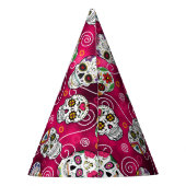 砂糖スカルと渦巻きバラ赤D725 パーティーハット (裏面)