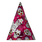 砂糖スカルと渦巻きバラ赤D725 パーティーハット (右)